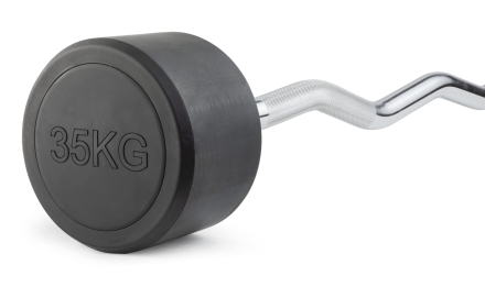 Штанга неразборная обрезиненная 35 кг Изогнутый гриф, фото 1