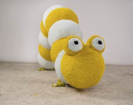 Топиари гусеница, h=100 см - газон Eco, жёлтая, фото 3