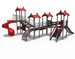 Детский игровой комплекс Городские кварталы Н-1500 и винтовой скат 2000 ДИО 05057, фото 2