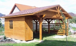 Деревянный навес для авто с хозблоком ПОЛЕСЬЕ Базовая комплектация, фото 2