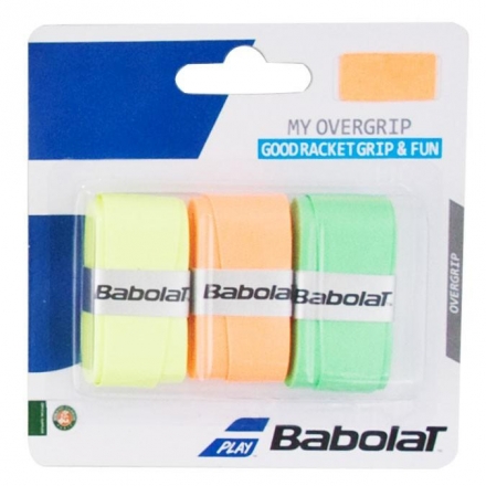 Овергрип BABOLAT MY GRIP, арт.653045-215, упак. по 3 шт, 0.6 мм, 120см, оранжево-зелено-желтый, фото 1