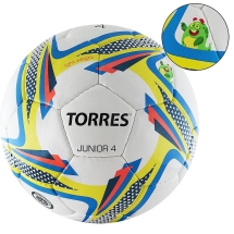 Мяч футбольный &quot;TORRES Junior-4&quot; р.4, бело-желто-голубой
