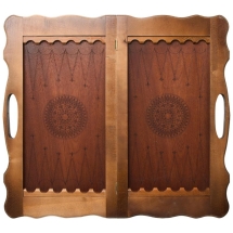 Нарды кожаные "Цветок" большие в дипломате (Россия, дерево, 60х30х5 см)