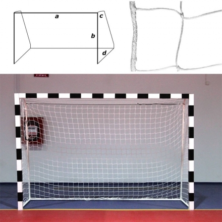 Сетка ганд./футзал., арт.FS-G-№13, a:3.0 b:2.0 c:0.8 d:1.2 м, нить 3,5 мм ПП, яч. 10*10 см, белая, фото 1