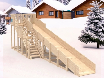 Зимняя горка "IgraGrad Snow Fox", скат 10 м, без окраски, фото 2