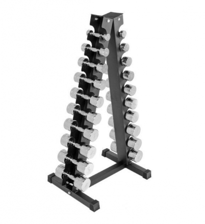 Комплект хромированных гантелей от 1-10кг (10 пар) со стойкой, фото 1