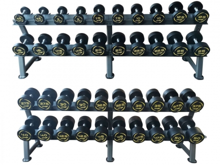 Комплект полиуретановых гантелей  2,5-50кг (20пар) со стойками, фото 1