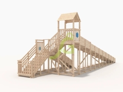 Зимняя деревянная горка "IgraGrad Snow Fox 12 м" с двумя скатами, без окраски, фото 3