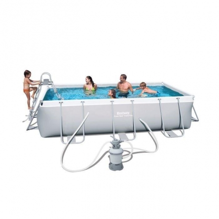 Бассейн каркасный Power Steel, 404 х 201 х 100 см, песочный фильтр-насос , лестница, фото 1