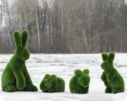 Топиари композиция Зайцы, 4 шт - газон Deluxe, фото 1