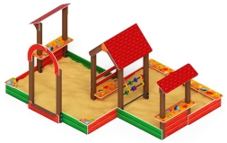 Песочный дворик двойной большой с навесом Домик (Ракушки) - ИО 6.01.03-01, фото 1