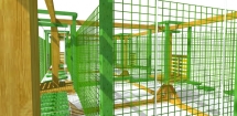Веревочный парк 10 этапов с сетчатой страховкой