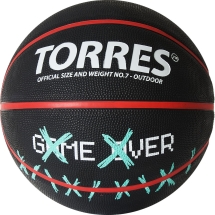 Мяч баск. &quot;TORRES Game Over&quot; B02217, р.7, резина, нейлон. корд, бут. кам., черный