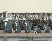 Топиари композиция Зайцы, серые - газон Eco Топиари композиция Зайцы, серые - газон Eco