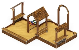 Песочный дворик двойной большой с навесом Домик (Коричневый) - ИО 6.01.03-02 , фото 4