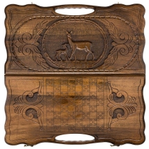 Нарды резные "Олень" с ручкой 60, Haleyan