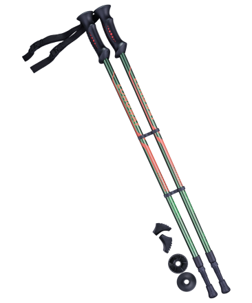Палки для скандинавской ходьбы Longway, 77-135 см, 2-секционные, тёмно-зеленый/оранжевый, фото 1