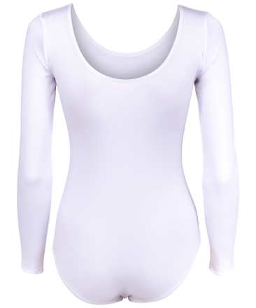 Купальник гимнастический с длинным рукавом, полиамид, белый, р. 36-42, фото 2