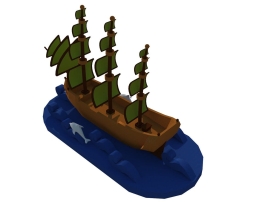 Топиари Корабль, h - 100 см, цветной - газон Eco, фото 3