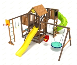 Детская площадка IgraGrad Панда Фани с балконом мод.1 и трубой 2.1м, фото 1