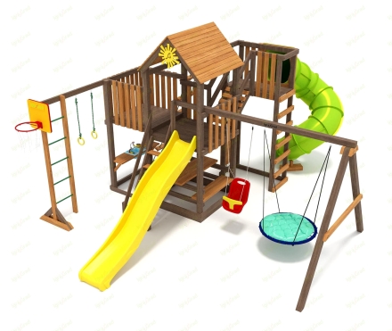 Детская площадка IgraGrad Панда Фани с балконом мод.1 и трубой 2.1м, фото 1