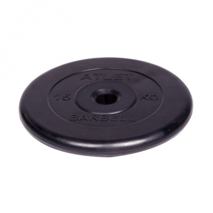 Диск обрезиненный Barbell Atlet d 31 мм чёрный 15 кг, фото 1
