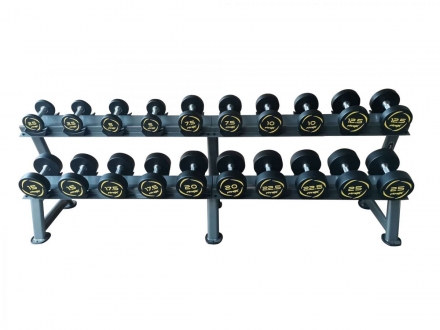 Комплект полиуретановых гантелей 2,5-25кг (10пар) со стойкой, фото 1