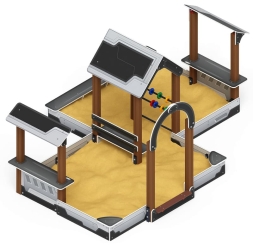 Песочный дворик двойной большой с навесом Домик (Техно) - ИО 6.01.03-04 , фото 1