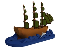 Топиари Корабль, h - 500 см, цветной - газон Eco