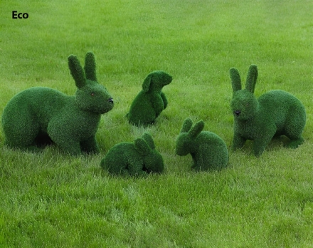 Топиари композиция Зайцы, 5 шт - газон Premium, фото 2