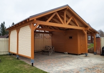 Навес для машин с хозблоком ЮНИК Премиум комплектация