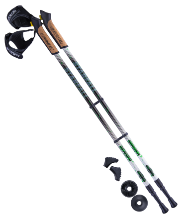 Палки для скандинавской ходьбы Starfall, 77-135 см, 2-секционные, чёрный/белый/ярко-зелёный, фото 1