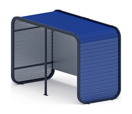 Навес контейнерной площадки для мусора (синий) (2 секции) (под анкера) МФ 55.01.02-03, фото 1