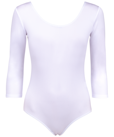 Купальник гимнастический с рукавом 3/4, хлопок, белый, р. 36-42, фото 1