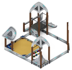 Песочный дворик с горкой Космопорт (Серый) - ИО 6.14.01-01 H=750, фото 2