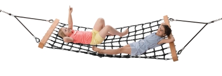 Гамак Hammock из армированного каната 201х100 см со столбами для детской площадки, фото 3