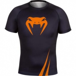 Рашгард Venum Challenger Rashguard - Short Sleeves Black/Neo Orange, фото 1