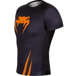 Рашгард Venum Challenger Rashguard - Short Sleeves Black/Neo Orange, фото 2