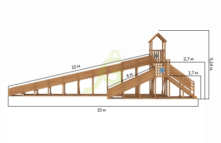 Зимняя деревянная горка "IgraGrad Snow Fox 12 м" с двумя скатами, фото 3