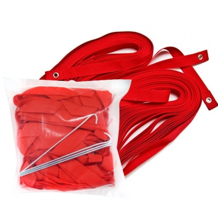 Компл. для разметки площ. для пляж. вол., арт.FS-R-№01, ленты ПЭ,шир.3 см,8х16 м,4 мет.колышка,красн, фото 1