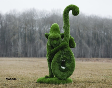 Топиари Гном с контрабасом тыква, модель 1 - газон Premium, фото 1