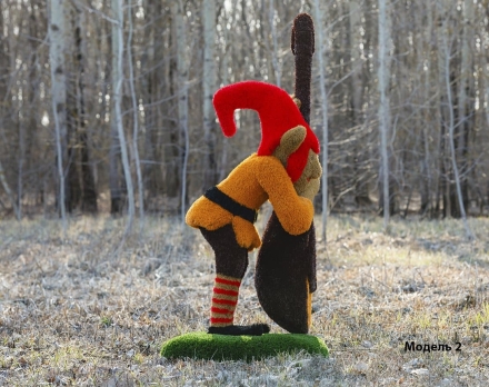 Топиари Гном с контрабасом тыква, модель 1 - газон Premium, фото 4