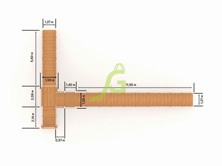 Зимняя деревянная горка "IgraGrad Snow Fox 12 м" с двумя скатами мод.724, фото 2