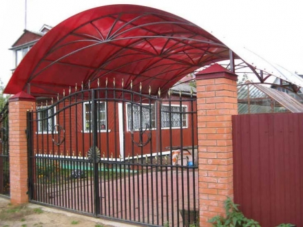 Автомобильный навес арочный красного цвета, фото 1