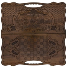 Нарды резные "Охота", с ручкой, Haleyan