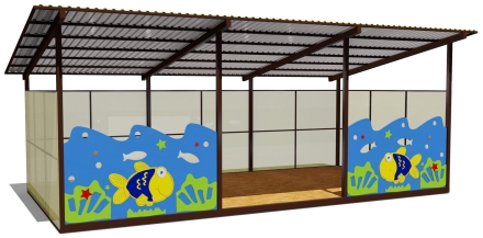 Теневой навес одинарный 4х8 м 19212 для уличной площадки, фото 1