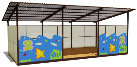 Теневой навес одинарный 4х8 м 19211 для уличной площадки, фото 1