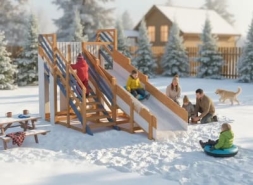 Деревянная зимняя горка "IgraGrad Snow Fox", длина ската 4 м мод.3, фото 4