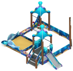 Песочный дворик с горкой Морской - ИО 6.17.01-01 H=750 , фото 2