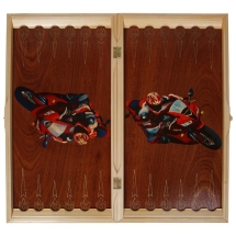 Нарды резные ручной работы "Байкер"(РОССИЯ, ДЕРЕВО, 50Х29Х6,5 СМ)